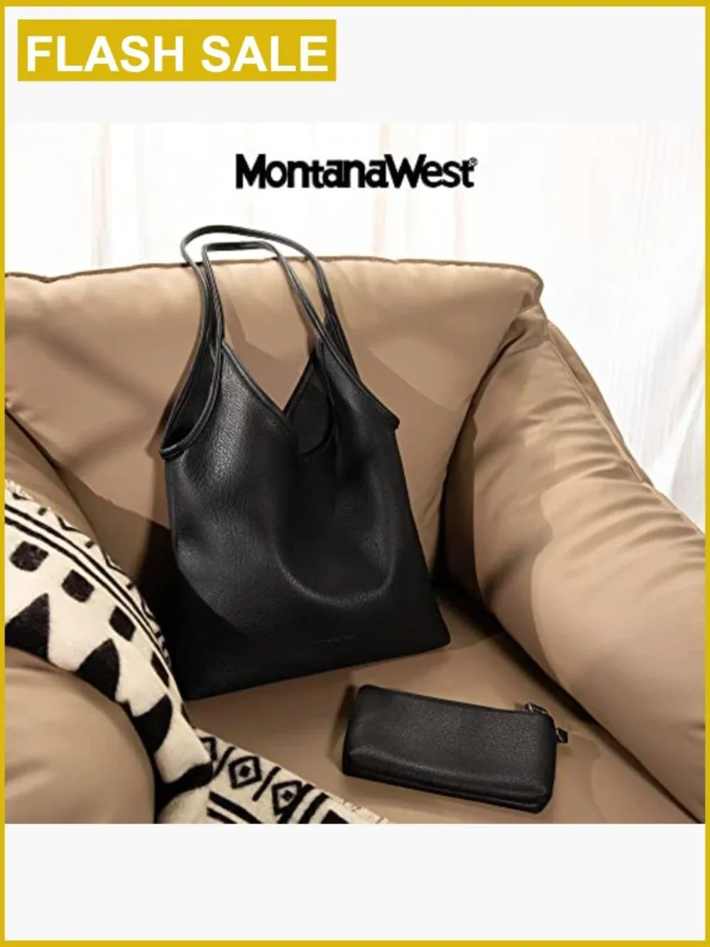 Slouchy Hobo Bag with Top Handle - Soft Faux Leather Shoulder Purse